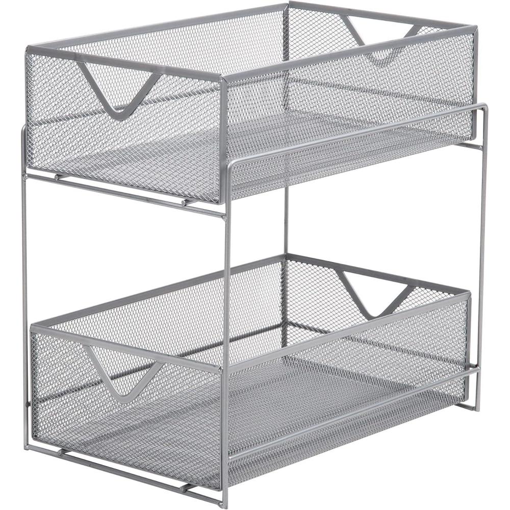 imageMind Reader Accessory Organizer Supply Storage Makeup Office Kitchen Metal Mesh 825quotL x 125quotW x 125quotH SilverSilver