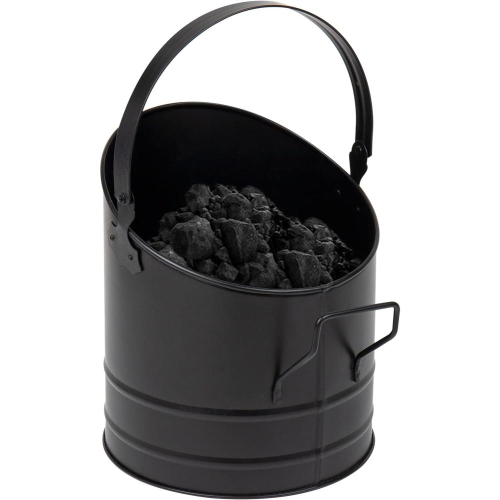 imageMind Reader Fireplace Ash Bucket and Shovel Wood Stove Fireplace Accessories Metal 10quotL x 10quotW x 1125quotH 2 pcs BlackLarge