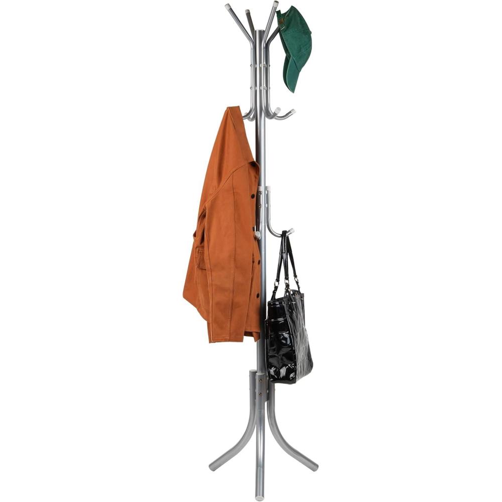 imageMind Reader Freestanding Coat Rack MultiTier Organizer for Office and Entryway Metal BlackSilver