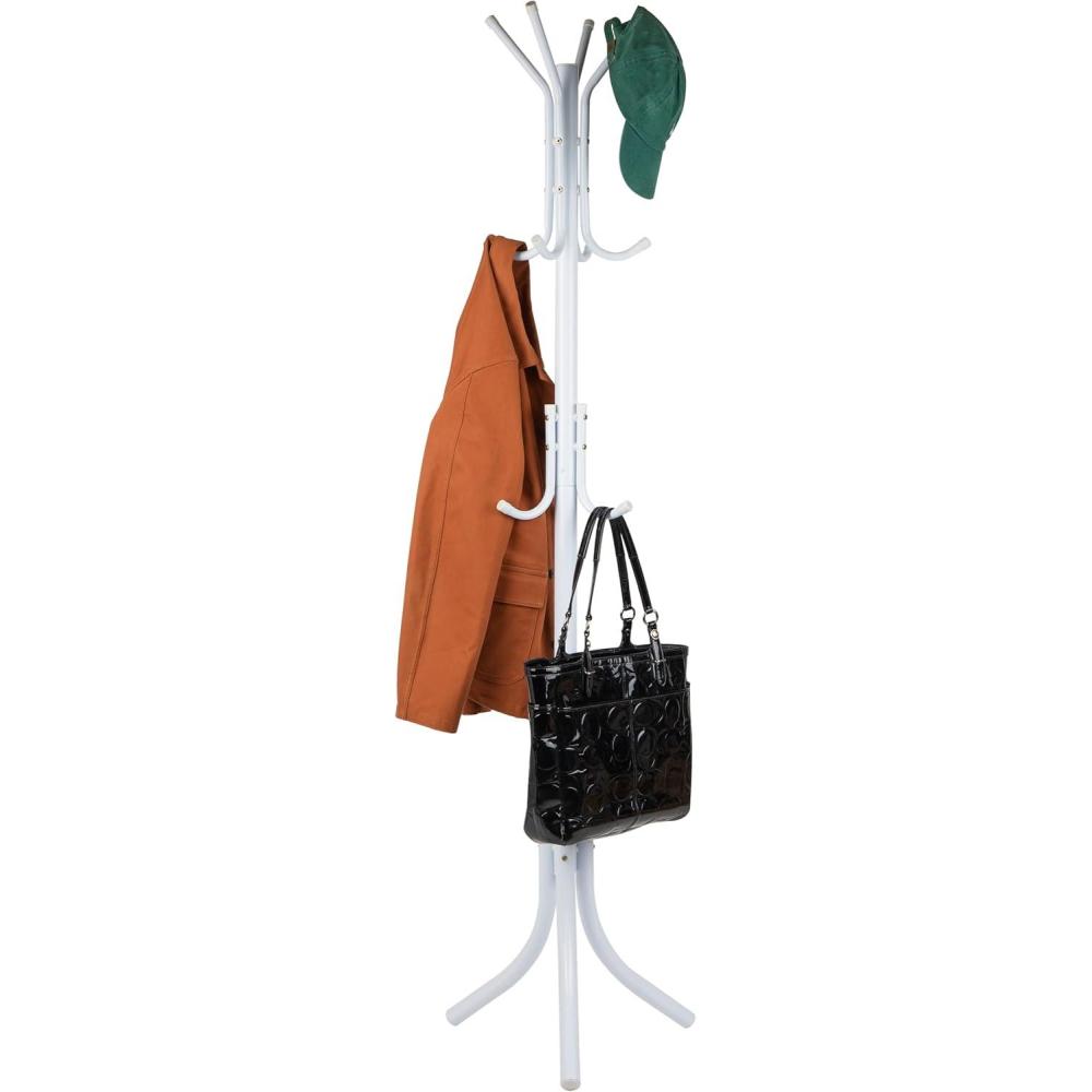 imageMind Reader Freestanding Coat Rack MultiTier Organizer for Office and Entryway Metal BlackWhite