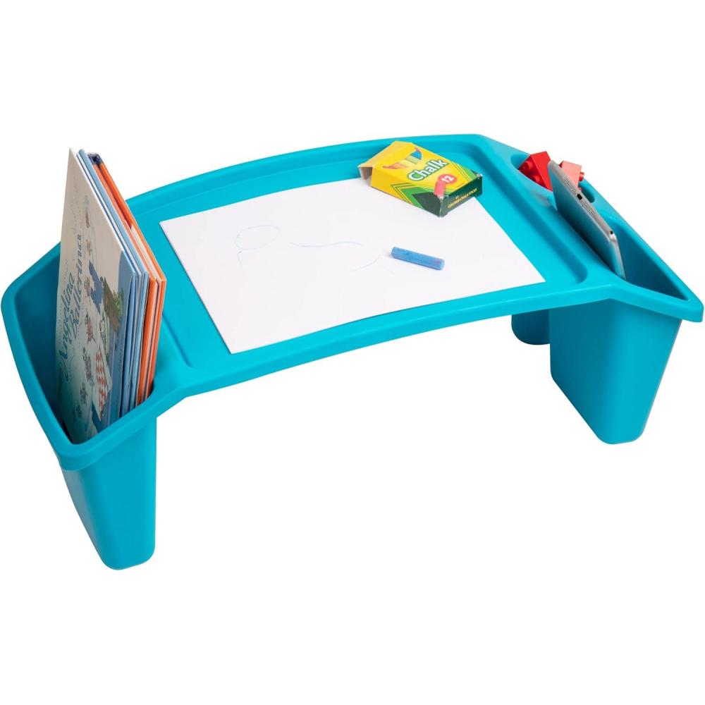 imageMind Reader Kids Lap Desk Activity Tray Drawing Stackable Portable Plastic 2225quot L x 1075quot W x 85quot H BlueBlue