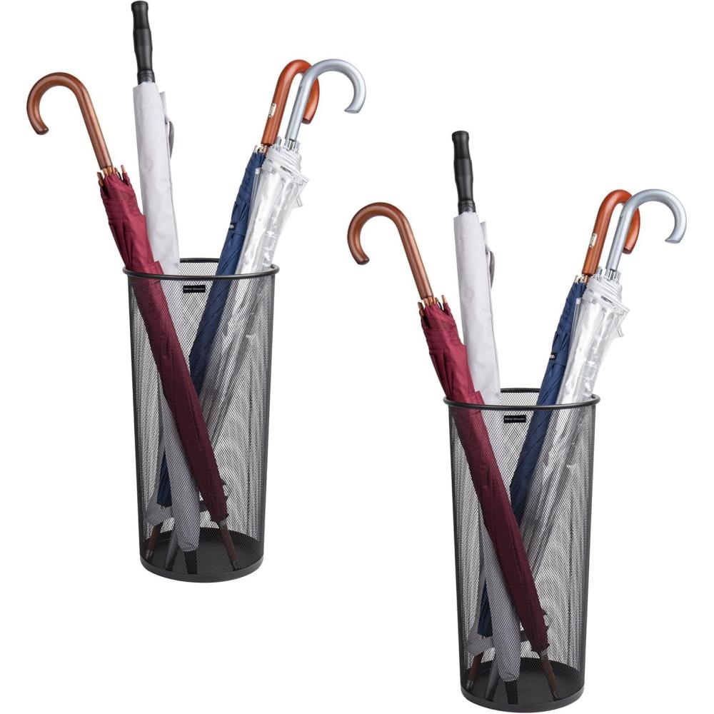 imageMind Reader Umbrella Stand MultiPurpose Storage Organizers for Office and Entryway Metal Mesh Set of 2 Blackquot