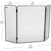 Mind Reader 3-Panel Fireplace Screen, Folding, Indoor Outdoor, Stand Alone, Metal Mesh, 26.25″L x 0.25″W x 24″H, Black(Black)