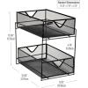 Mind Reader Accessory Organizer, Supply Storage, Makeup, Office, Kitchen, Metal Mesh, 8.25″L x 12.5″W x 12.5″H, Silver(Black 2 Tier Mesh)