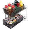 Mind Reader Accessory Organizer, Supply Storage, Makeup, Office, Kitchen, Metal Mesh, 8.25″L x 12.5″W x 12.5″H, Silver(Black 2 Tier Mesh)
