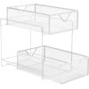 Mind Reader Accessory Organizer, Supply Storage, Makeup, Office, Kitchen, Metal Mesh, 8.25″L x 12.5″W x 12.5″H, Silver(White 2 Tier Mesh)