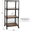 Mind Reader Bar Cart, Wine Rack, Kitchen Storage, Rolling, Utility Cart, Storage, Wood, Metal, 17.85″L x 12″W x 39″H, Brown