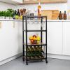 Mind Reader Bar Cart, Wine Rack, Kitchen Storage, Rolling, Utility Cart, Storage, Wood, Metal, 17.85″L x 12″W x 39″H, Brown