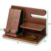 Mind Reader Cell Phone Valet Station, Desk Organizer, Vanity Accessories, Nightstand Organizer, 10″ L x 5.80″ W x 7.25″ H, Brown