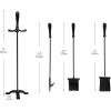 Mind Reader Fireplace Tool Set, Poker, Ash Brush, Shovel Scoop, Stand, Wrought Iron and Steel, 6.25″L x 6.25″W x 30″H, Black(Fireplace Set with Poker)