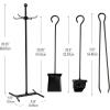 Mind Reader Fireplace Tool Set, Poker, Ash Brush, Shovel Scoop, Stand, Wrought Iron and Steel, 6.25″L x 6.25″W x 30″H, Black(Fireplace Set with Tongs)