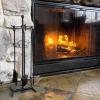 Mind Reader Fireplace Tool Set, Poker, Ash Brush, Shovel Scoop, Stand, Wrought Iron and Steel, 6.25″L x 6.25″W x 30″H, Black(Fireplace Set with Tongs)