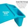 Mind Reader Kids Lap Desk, Portable Activity Tray with Side Storage, Stackable Plastic Desk for Drawing, Snacks, Study, Set of 2, Green(Blue)