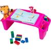 Mind Reader Kids Lap Desk, Portable Activity Tray with Side Storage, Stackable Plastic Desk for Drawing, Snacks, Study, Set of 2, Green(Pink)