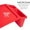 Mind Reader Kids Lap Desk, Portable Activity Tray with Side Storage, Stackable Plastic Desk for Drawing, Snacks, Study, Set of 2, Green(Red)