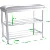 Mind Reader Shoe Bench, Shoe Organizer, Shoe Rack, Padded Bench, Storage, Entryway, Metal, 23.5″ L x 11.8″ W x 19.88″ H, White(White)