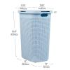 Mind Reader Slim Laundry Hamper with Lid, 60L Clothes Basket, Premium Wicker Design, Plastic, Ivory(Baby Blue)