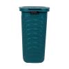 Mind Reader Slim Laundry Hamper with Lid, 60L Clothes Basket, Premium Wicker Design, Plastic, Ivory(Blue)