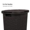 Mind Reader Slim Laundry Hamper with Lid, 60L Clothes Basket, Premium Wicker Design, Plastic, Ivory(Brown)