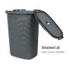 Mind Reader Slim Laundry Hamper with Lid, 60L Clothes Basket, Premium Wicker Design, Plastic, Ivory(Gray)