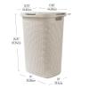 Mind Reader Slim Laundry Hamper with Lid, 60L Clothes Basket, Premium Wicker Design, Plastic, Ivory(Ivory)