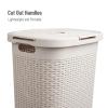 Mind Reader Slim Laundry Hamper with Lid, 60L Clothes Basket, Premium Wicker Design, Plastic, Ivory(Ivory)