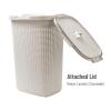 Mind Reader Slim Laundry Hamper with Lid, 60L Clothes Basket, Premium Wicker Design, Plastic, Ivory(Ivory)