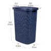 Mind Reader Slim Laundry Hamper with Lid, 60L Clothes Basket, Premium Wicker Design, Plastic, Ivory(Navy)
