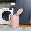 Mind Reader Slim Laundry Hamper with Lid, 60L Clothes Basket, Premium Wicker Design, Plastic, Ivory(Pink)