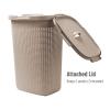 Mind Reader Slim Laundry Hamper with Lid, 60L Clothes Basket, Premium Wicker Design, Plastic, Ivory(Tan)