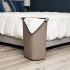 Mind Reader Slim Laundry Hamper with Lid, 60L Clothes Basket, Premium Wicker Design, Plastic, Ivory(Tan)