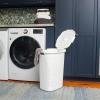 Mind Reader Slim Laundry Hamper with Lid, 60L Clothes Basket, Premium Wicker Design, Plastic, Ivory(White)