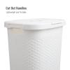 Mind Reader Slim Laundry Hamper with Lid, 60L Clothes Basket, Premium Wicker Design, Plastic, Ivory(White)