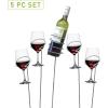 Mind Reader Wine Glass and Bottle Stakes, Vacation Essentials, Beach, Wine Holder, Metal, 3.5″ L x 3.5″ W x 19″ H, 5 Pcs, Silver(Silver Bottle Glass Holder)