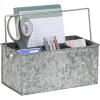 Mind Reader 4-Compartment Metal Organizer Caddy with Handle, Multi-Purpose Storage, Galvanized Metal, 9.25″L x 5″W x 4.5″H, Silver(One Size)