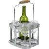 Mind Reader 6-Bottle Wine Bottle and Glass Caddy, Stemware Holder, Outdoor, Galvanized Metal, 12″ L x 7.75″ W x 6.25″ H, Silver(4 Compartment)