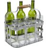 Mind Reader 6-Bottle Wine Bottle and Glass Caddy, Stemware Holder, Outdoor, Galvanized Metal, 12″ L x 7.75″ W x 6.25″ H, Silver(6 Compartment)