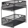 Mind Reader Accessory Organizer, Supply Storage, Makeup, Office, Kitchen, Metal Mesh, 8.25″L x 12.5″W x 12.5″H, Silver(Black 2 Tier Mesh)