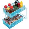 Mind Reader Accessory Organizer, Supply Storage, Makeup, Office, Kitchen, Metal Mesh, 8.25″L x 12.5″W x 12.5″H, Silver(Blue 2 Tier Mesh)
