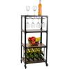 Mind Reader Bar Cart, Wine Rack, Kitchen Storage, Rolling, Utility Cart, Storage, Wood, Metal, 17.85″L x 12″W x 39″H, Brown
