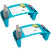 Mind Reader Kids Lap Desk, Portable Activity Tray with Side Storage, Stackable Plastic Desk for Drawing, Snacks, Study, Set of 2, Green(Blue)