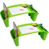 Mind Reader Kids Lap Desk, Portable Activity Tray with Side Storage, Stackable Plastic Desk for Drawing, Snacks, Study, Set of 2, Green(Green)