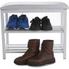 Mind Reader Shoe Bench, Shoe Organizer, Shoe Rack, Padded Bench, Storage, Entryway, Metal, 23.5″ L x 11.8″ W x 19.88″ H, White(White)