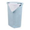 Mind Reader Slim Laundry Hamper with Lid, 60L Clothes Basket, Premium Wicker Design, Plastic, Ivory(Baby Blue)