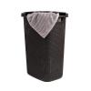Mind Reader Slim Laundry Hamper with Lid, 60L Clothes Basket, Premium Wicker Design, Plastic, Ivory(Brown)