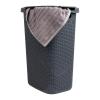 Mind Reader Slim Laundry Hamper with Lid, 60L Clothes Basket, Premium Wicker Design, Plastic, Ivory(Gray)