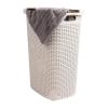 Mind Reader Slim Laundry Hamper with Lid, 60L Clothes Basket, Premium Wicker Design, Plastic, Ivory(Ivory)