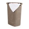 Mind Reader Slim Laundry Hamper with Lid, 60L Clothes Basket, Premium Wicker Design, Plastic, Ivory(Tan)