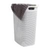 Mind Reader Slim Laundry Hamper with Lid, 60L Clothes Basket, Premium Wicker Design, Plastic, Ivory(White)