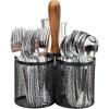 Mind Reader Utensil Holder, Silverware Organizer, Caddy, Cutlery Holder, Kitchen, Metal Mesh, 7.5″L x 7.5″W x 9.75″H, Black(Black)